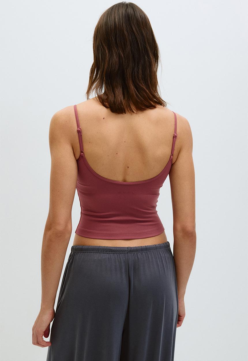H&M - Integral-bra sports strappy top with softmove? - light maroon