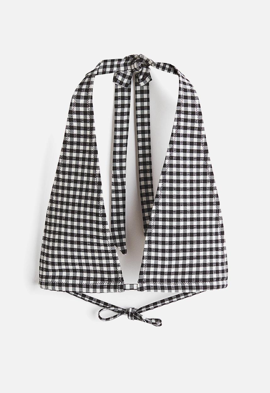 H&M - Triangle bikini top - black/gingham check