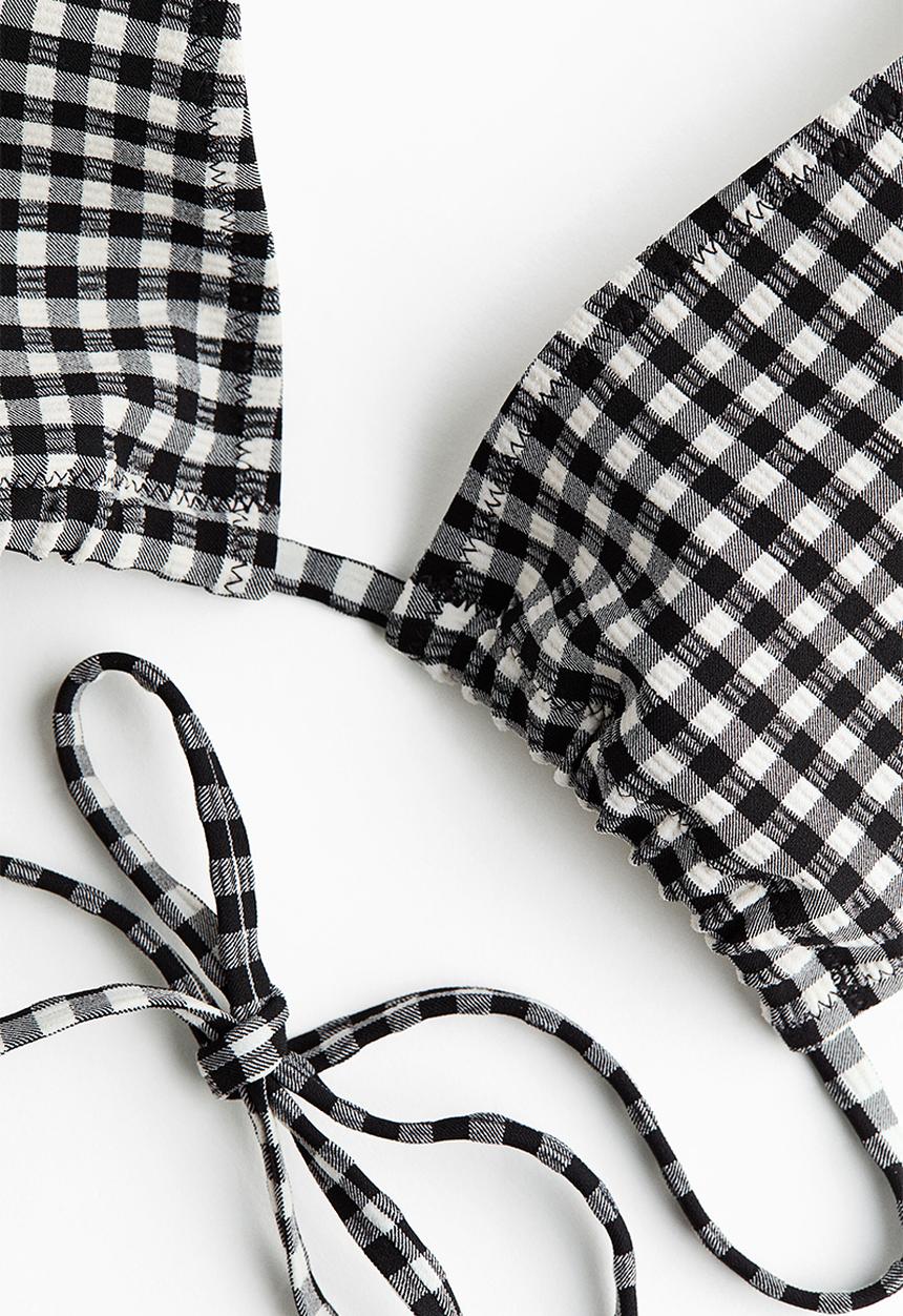 H&M - Triangle bikini top - black/gingham check