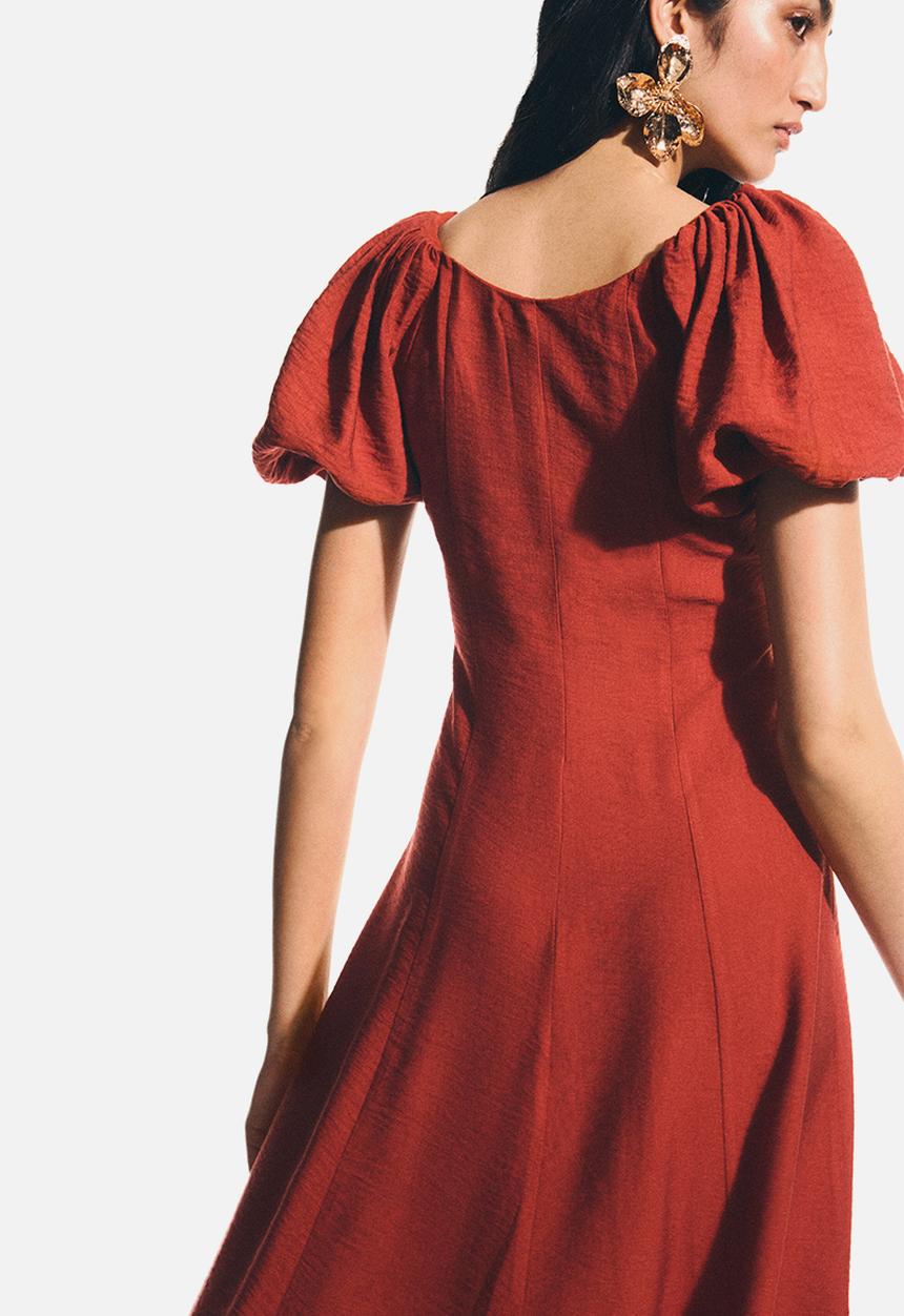 H&M - Balloon-sleeved dress - red