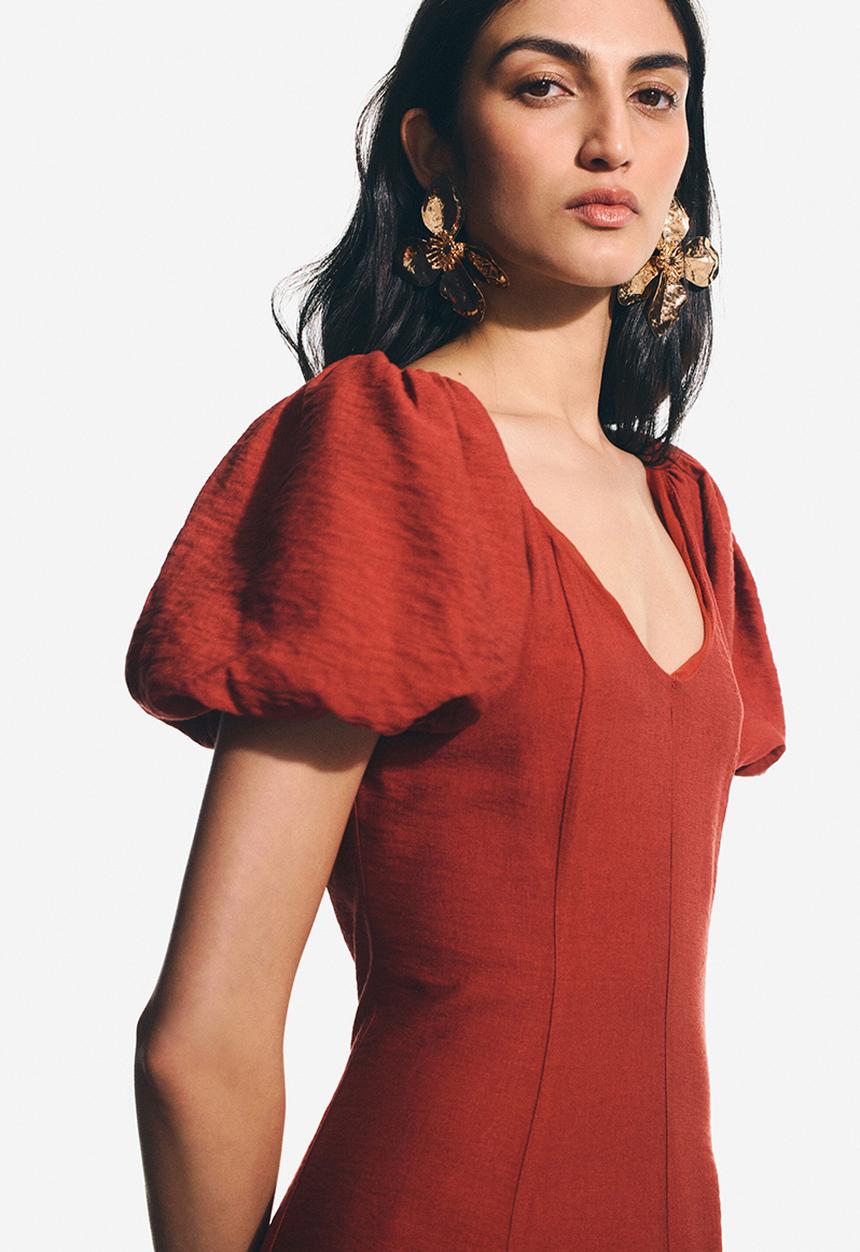 H&M - Balloon-sleeved dress - red