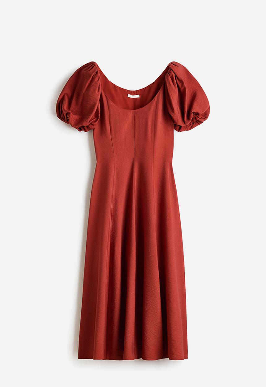 H&M - Balloon-sleeved dress - red