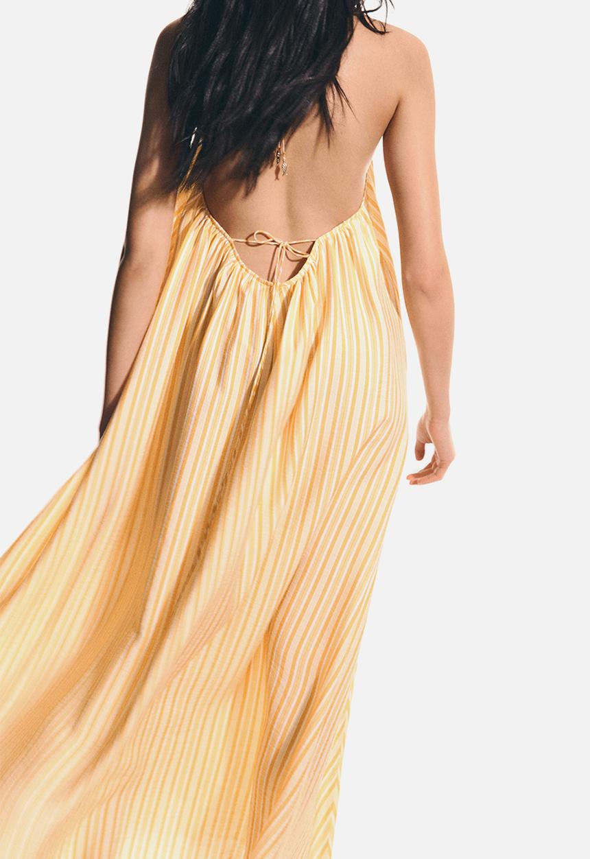 H&M - Voluminous maxi dress - yellow/striped
