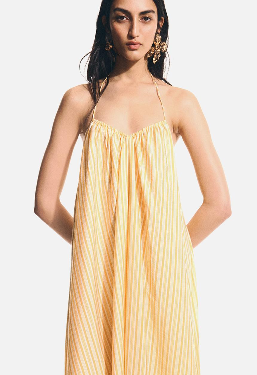 H&M - Voluminous maxi dress - yellow/striped