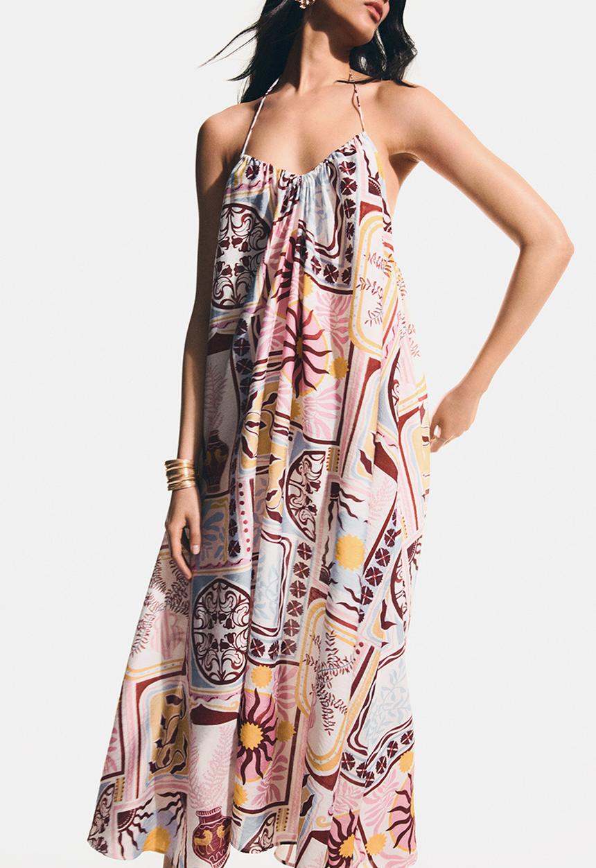 H&M - Voluminous maxi dress - cream/patterned