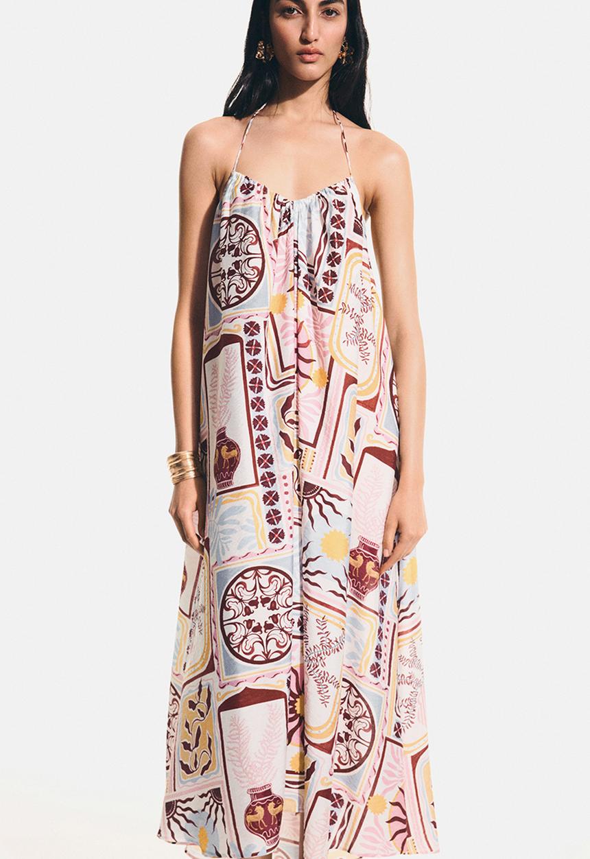 H&M - Voluminous maxi dress - cream/patterned