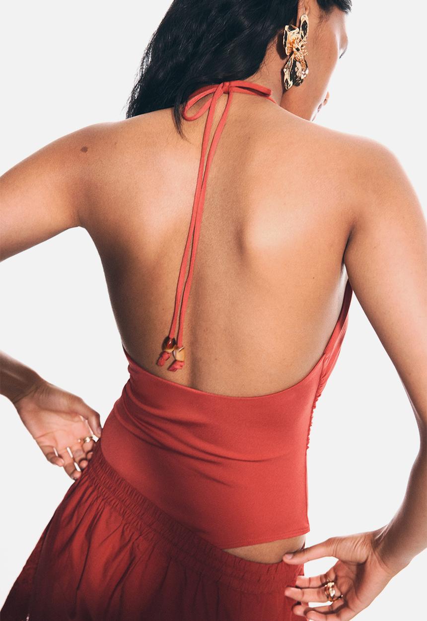 H&M - Draped halterneck body - red