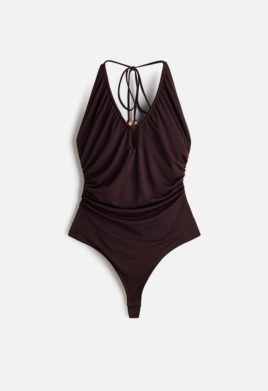 H&M - Draped halterneck body - dark brown