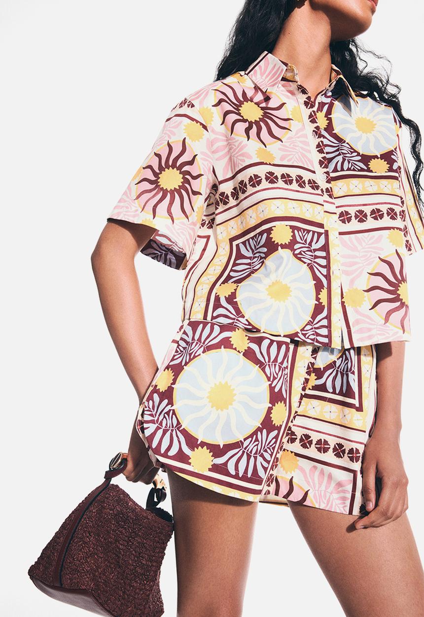 H&M - Patterned poplin shorts - cream/patterned