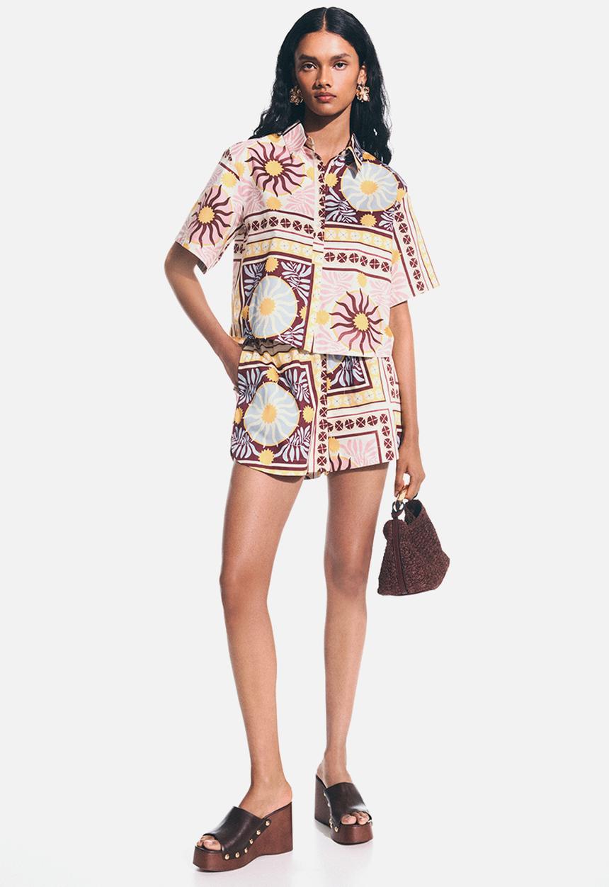 H&M - Patterned poplin shorts - cream/patterned