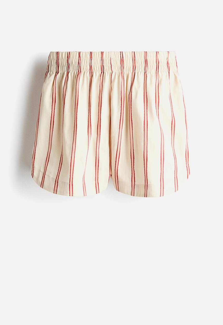 H&M - Patterned poplin shorts - light beige/striped