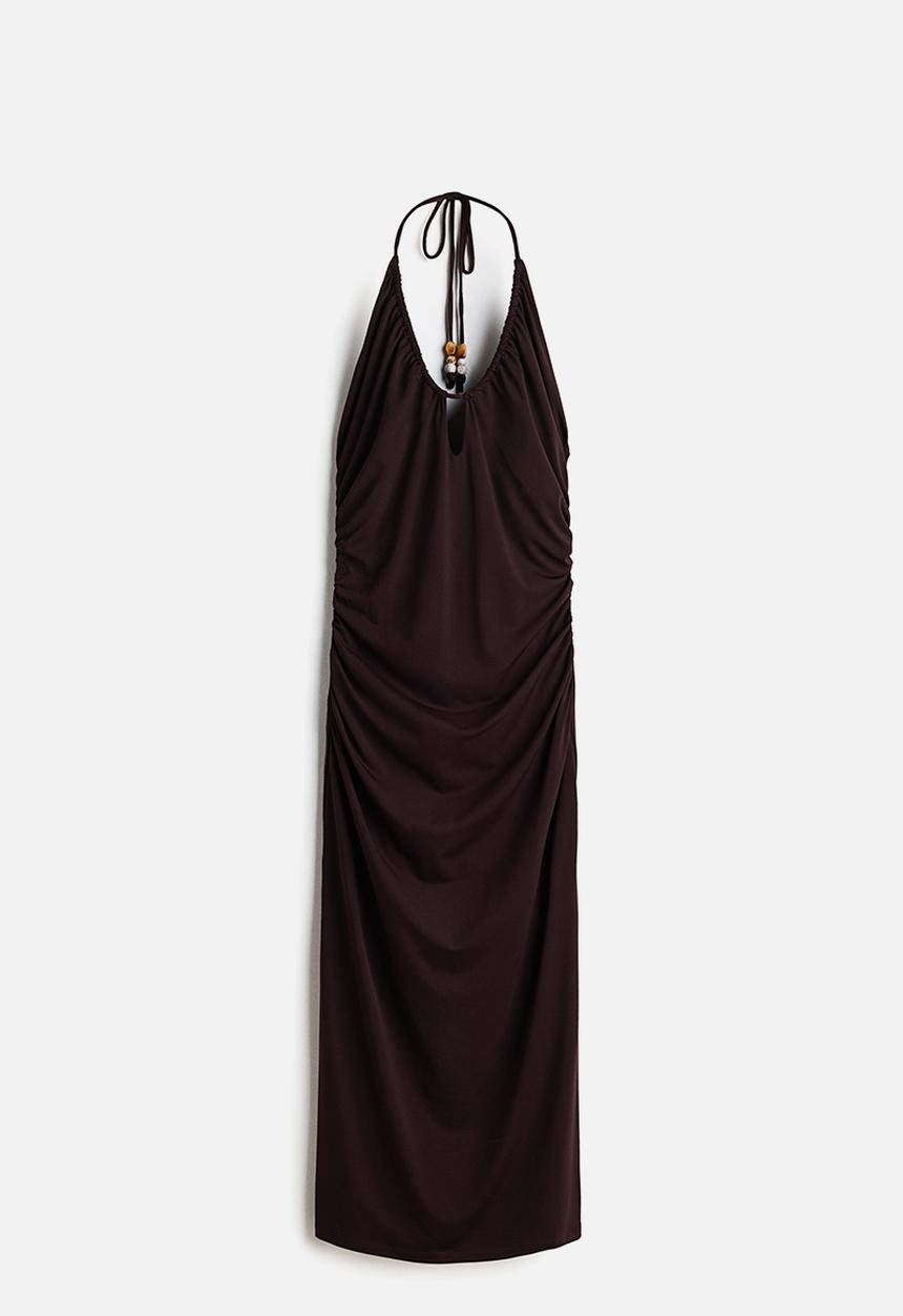 H&M - Draped halterneck dress - dark brown