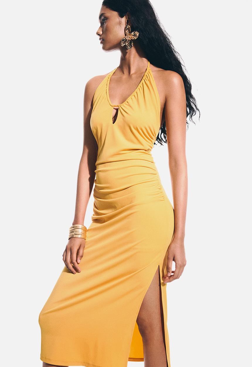 H&M - Draped halterneck dress - yellow