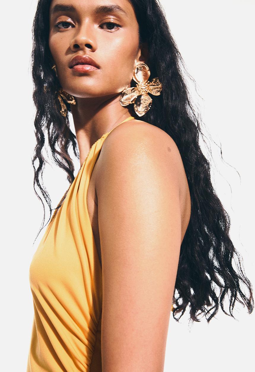 H&M - Draped halterneck dress - yellow