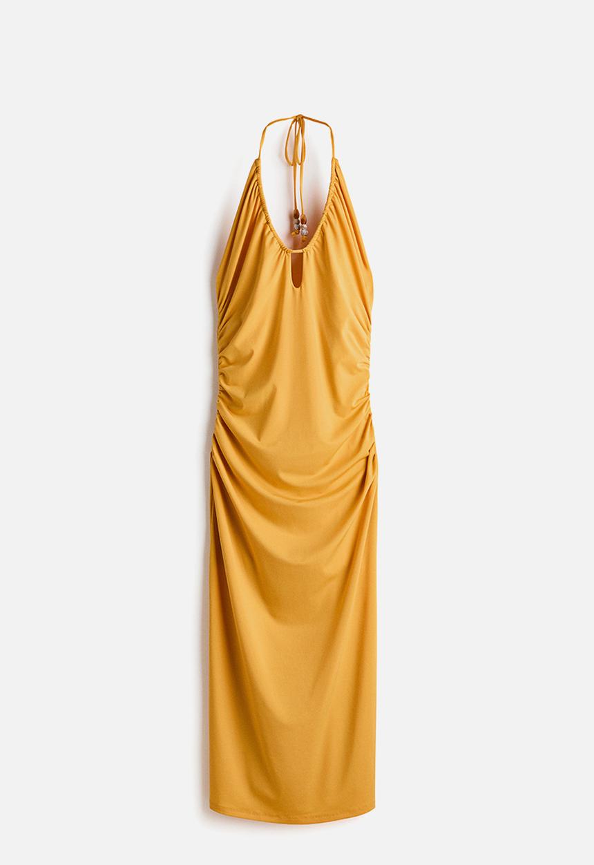 H&M - Draped halterneck dress - yellow