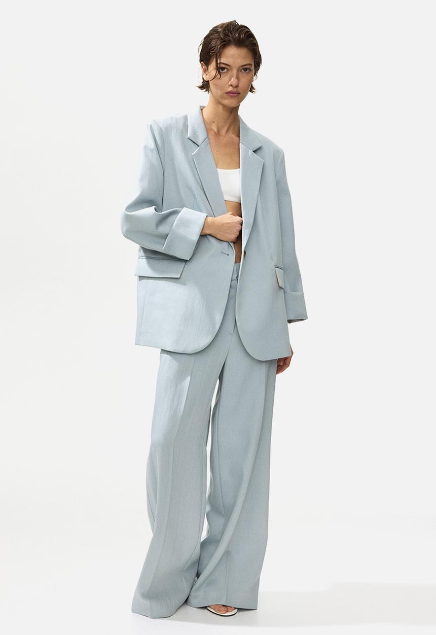 H&M - Linen-blend blazer - light turquoise