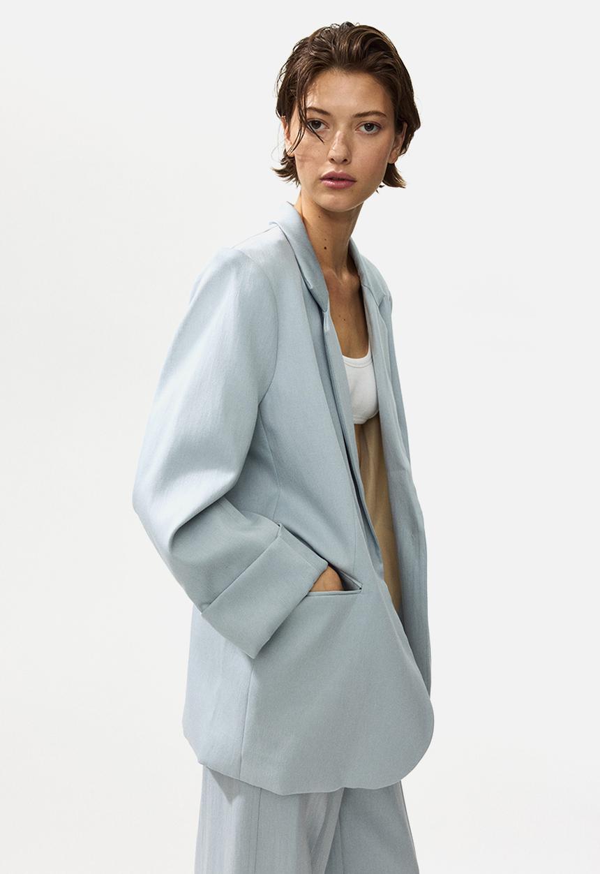 H&M - Linen-blend blazer - light turquoise