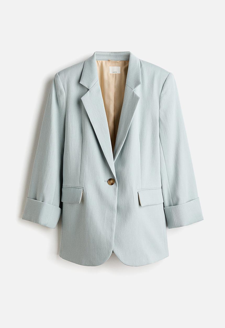 H&M - Linen-blend blazer - light turquoise