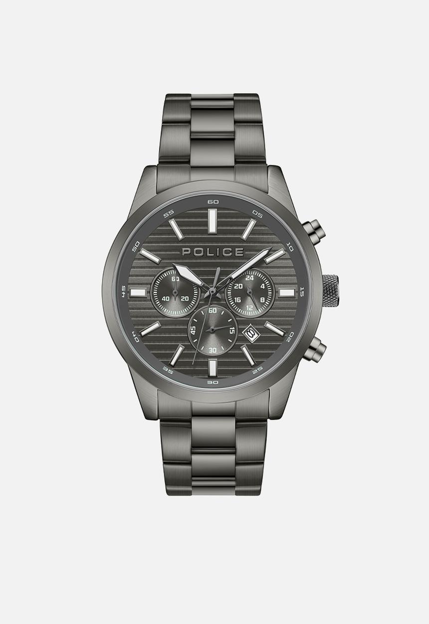 Police - Ip Black Case Gun Steel Strap - Gunmetal