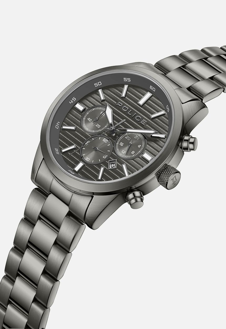 Police - Ip Black Case Gun Steel Strap - Gunmetal