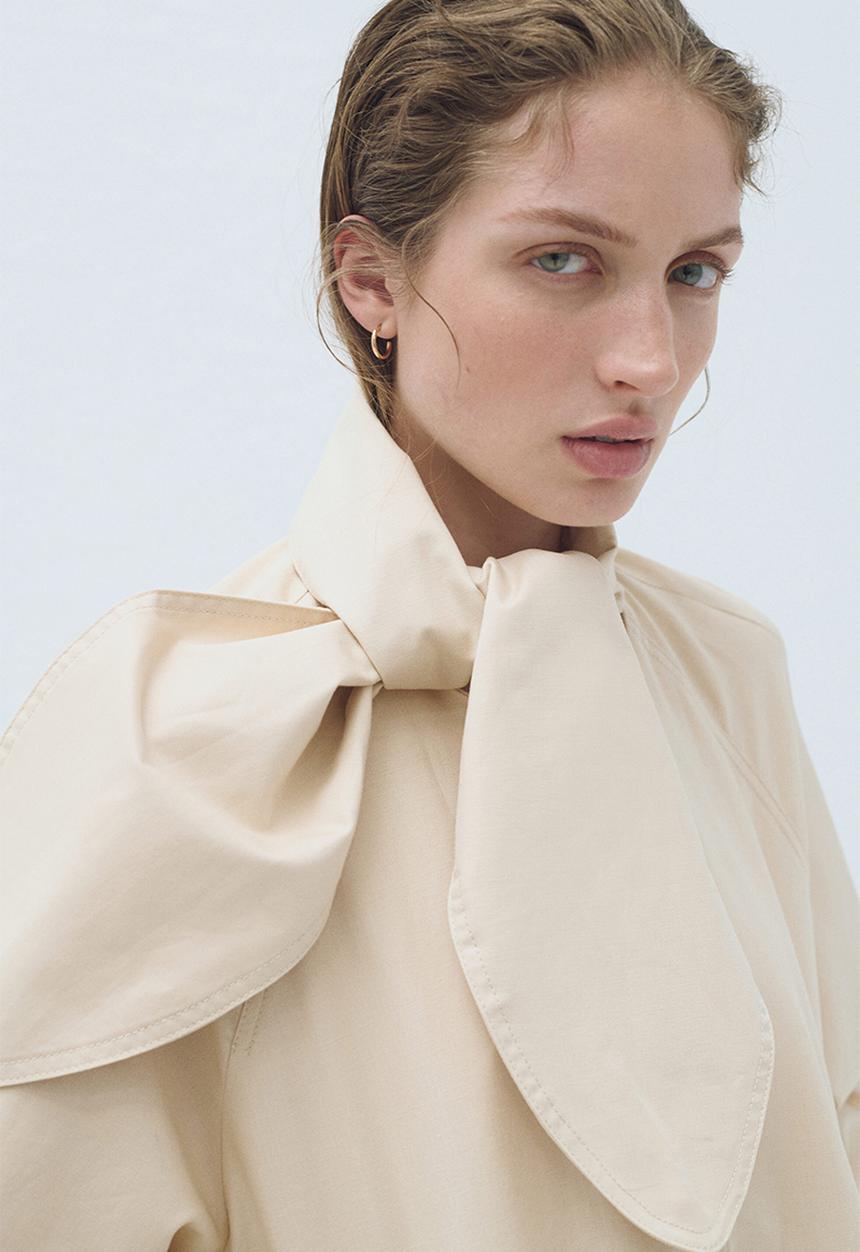 H&M - Scarf-collar linen-blend jacket - cream