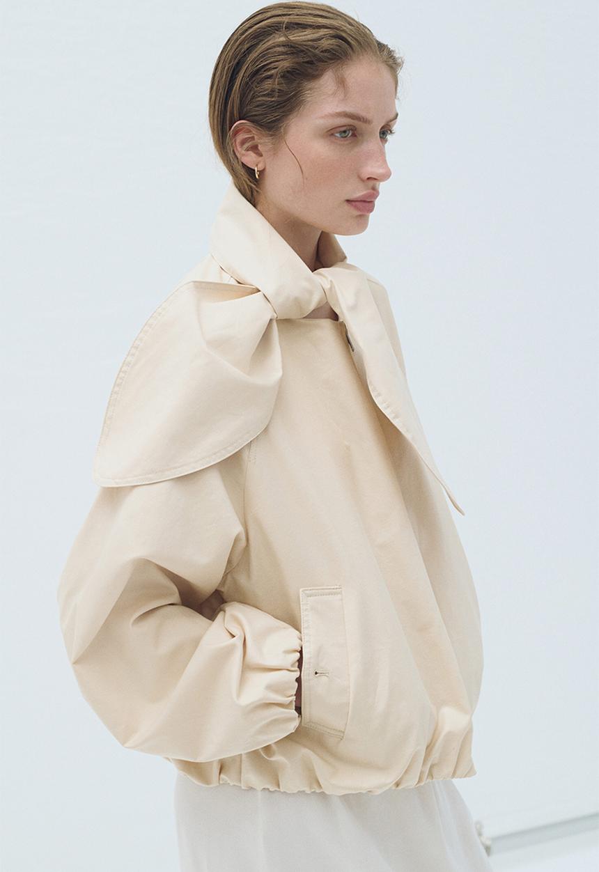 H&M - Scarf-collar linen-blend jacket - cream
