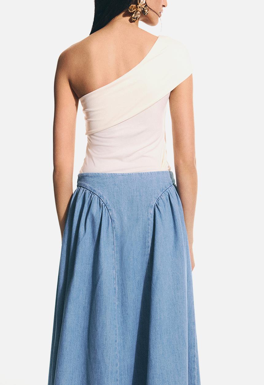 H&M - Flared denim skirt - light denim blue