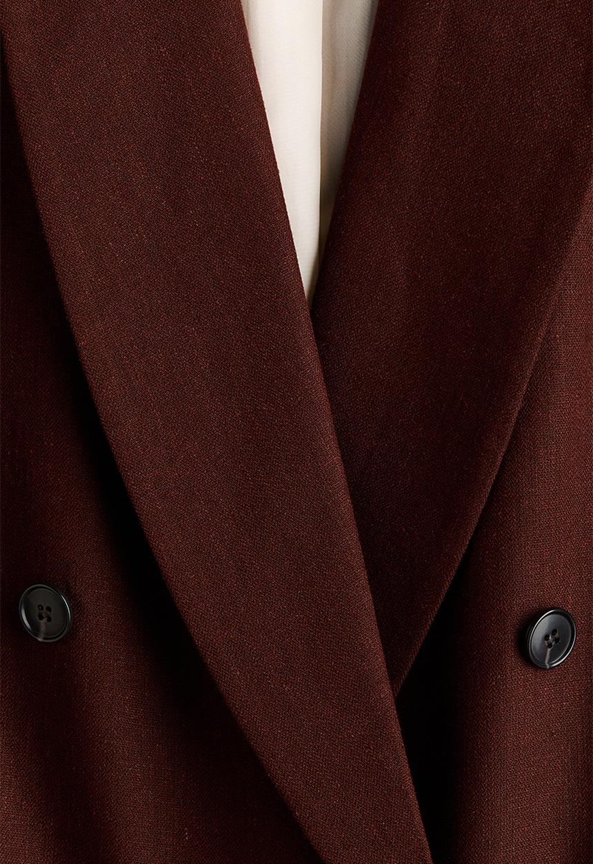 H&M - Linen-blend blazer - dark rust brown