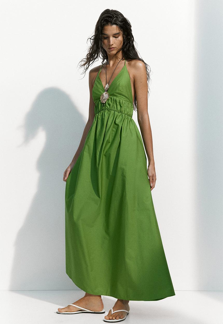 H&M - Poplin halterneck dress - green