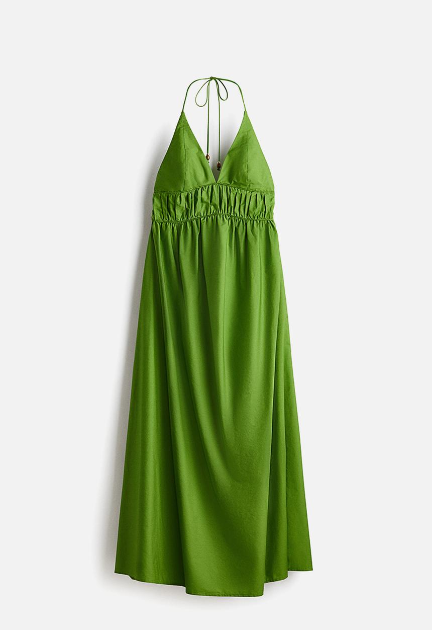 H&M - Poplin halterneck dress - green