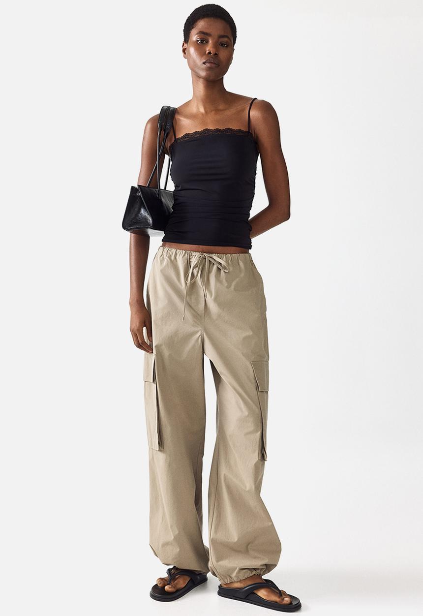 H&M - Lace-trimmed strappy top - black