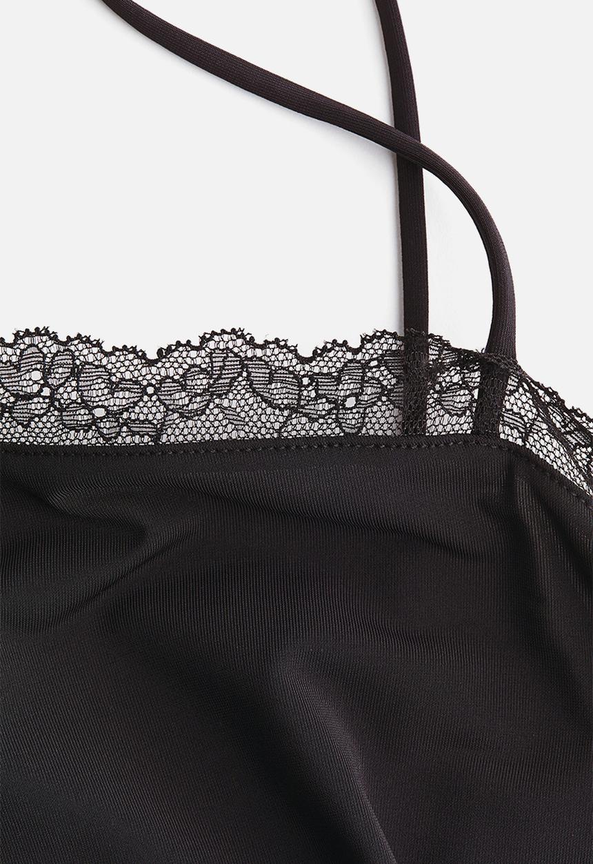 H&M - Lace-trimmed strappy top - black