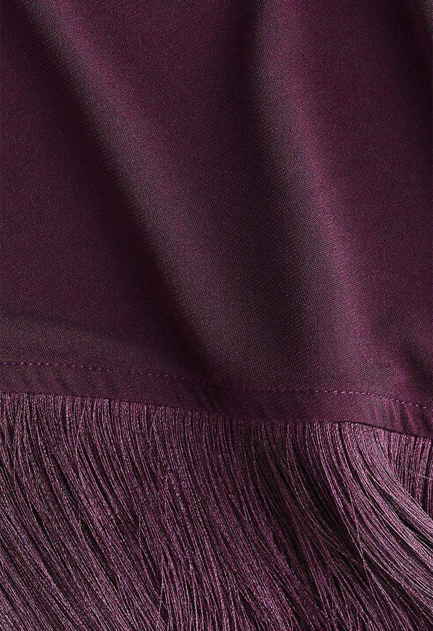 H&M - Asymmetric fringe-trimmed top - plum purple