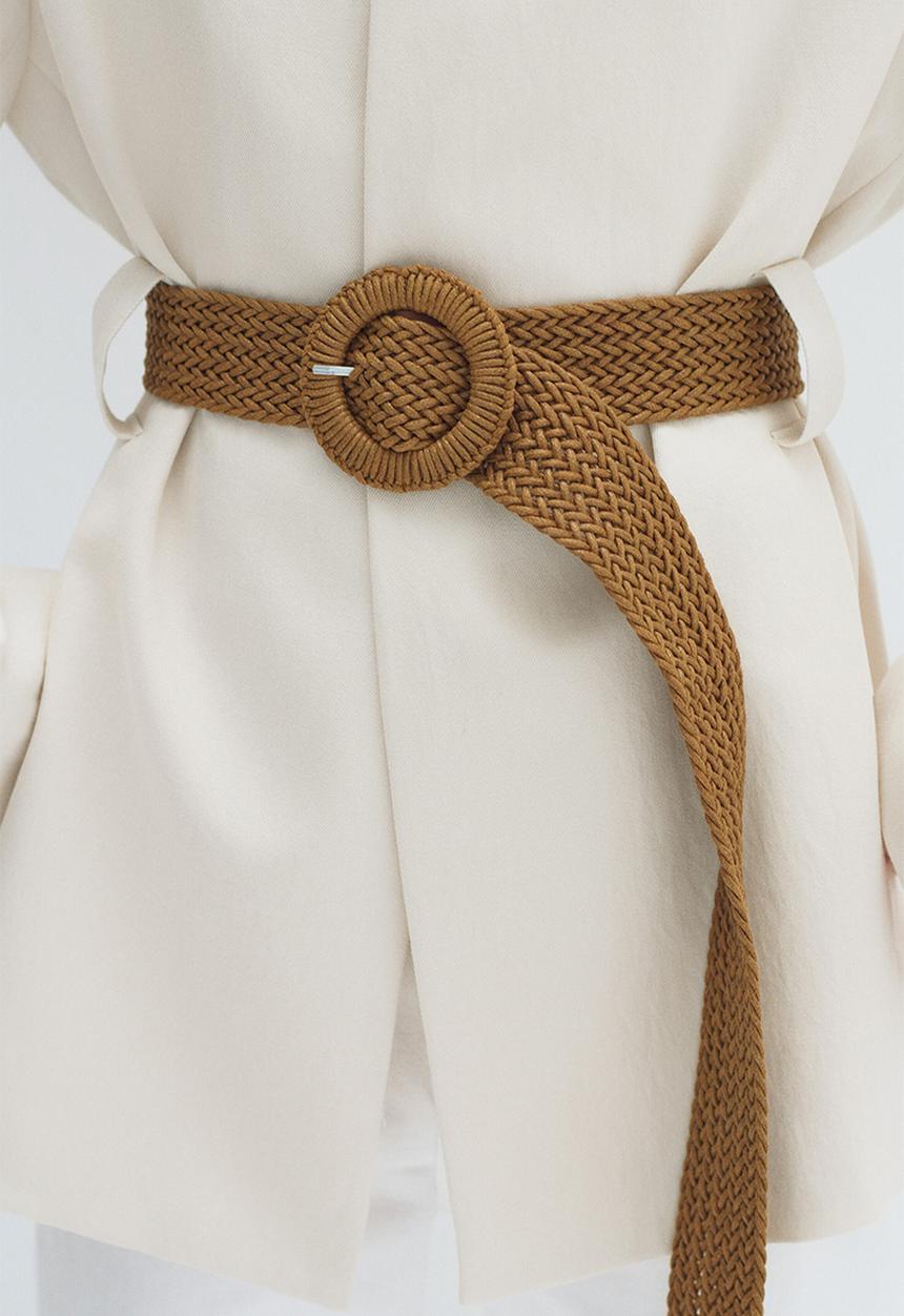 H&M - Belted lapelless blazer - cream