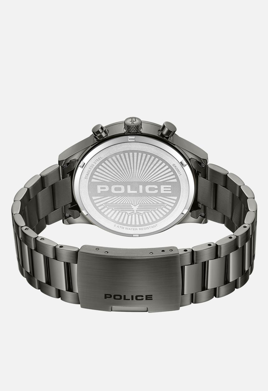 Police - Ip Gun Case Blue Dial Gun Steel Bracelet Strap -Gunmetal