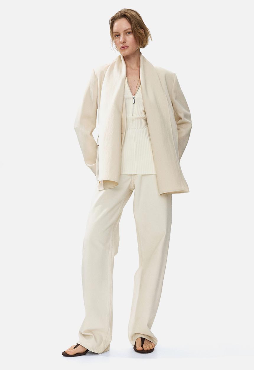 H&M - Lapelless blazer with scarf - light beige