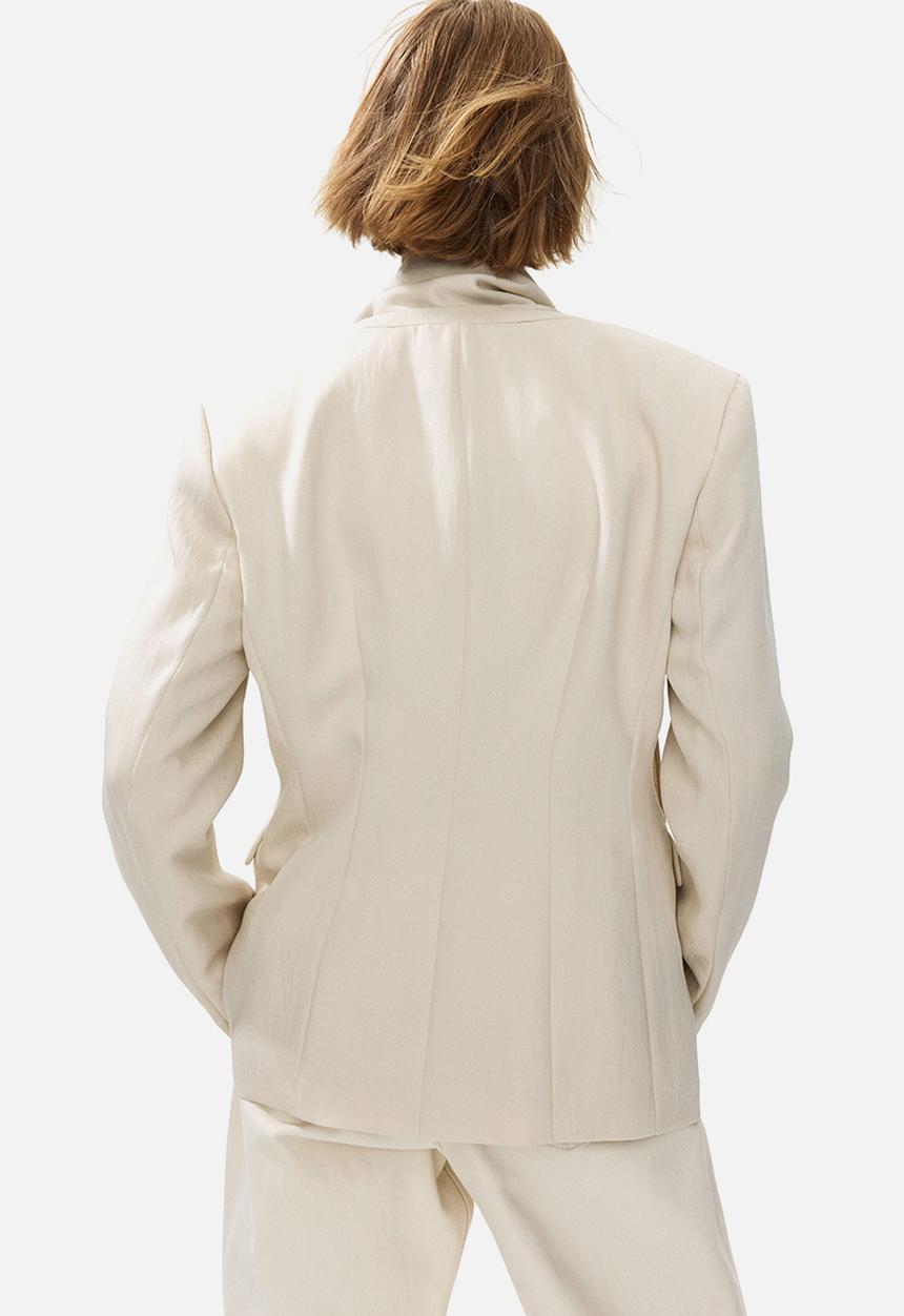 H&M - Lapelless blazer with scarf - light beige