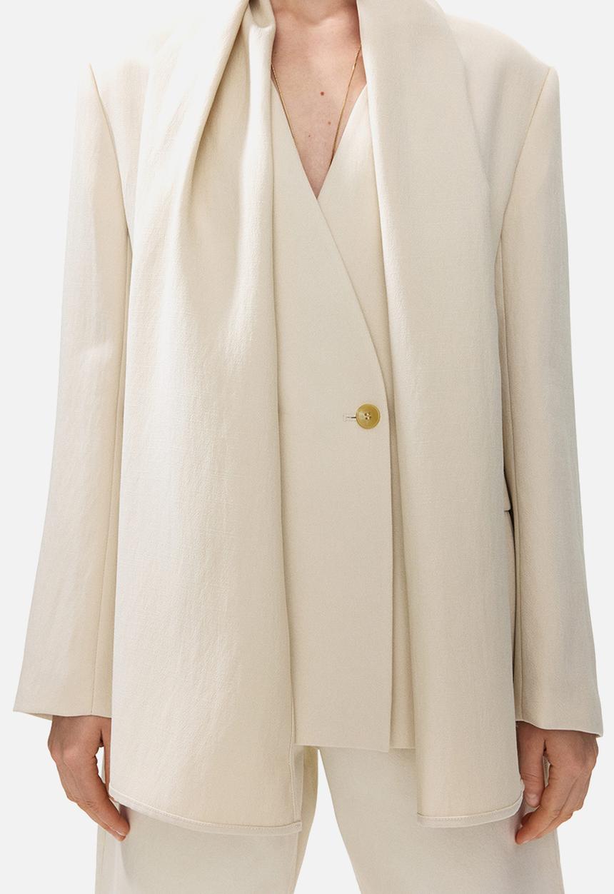 H&M - Lapelless blazer with scarf - light beige