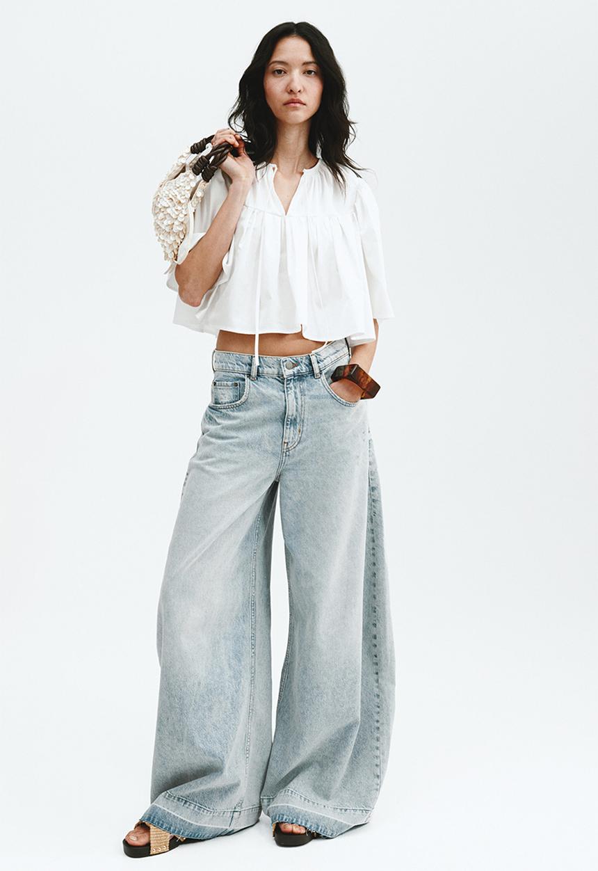 H&M - Cropped cotton blouse - white