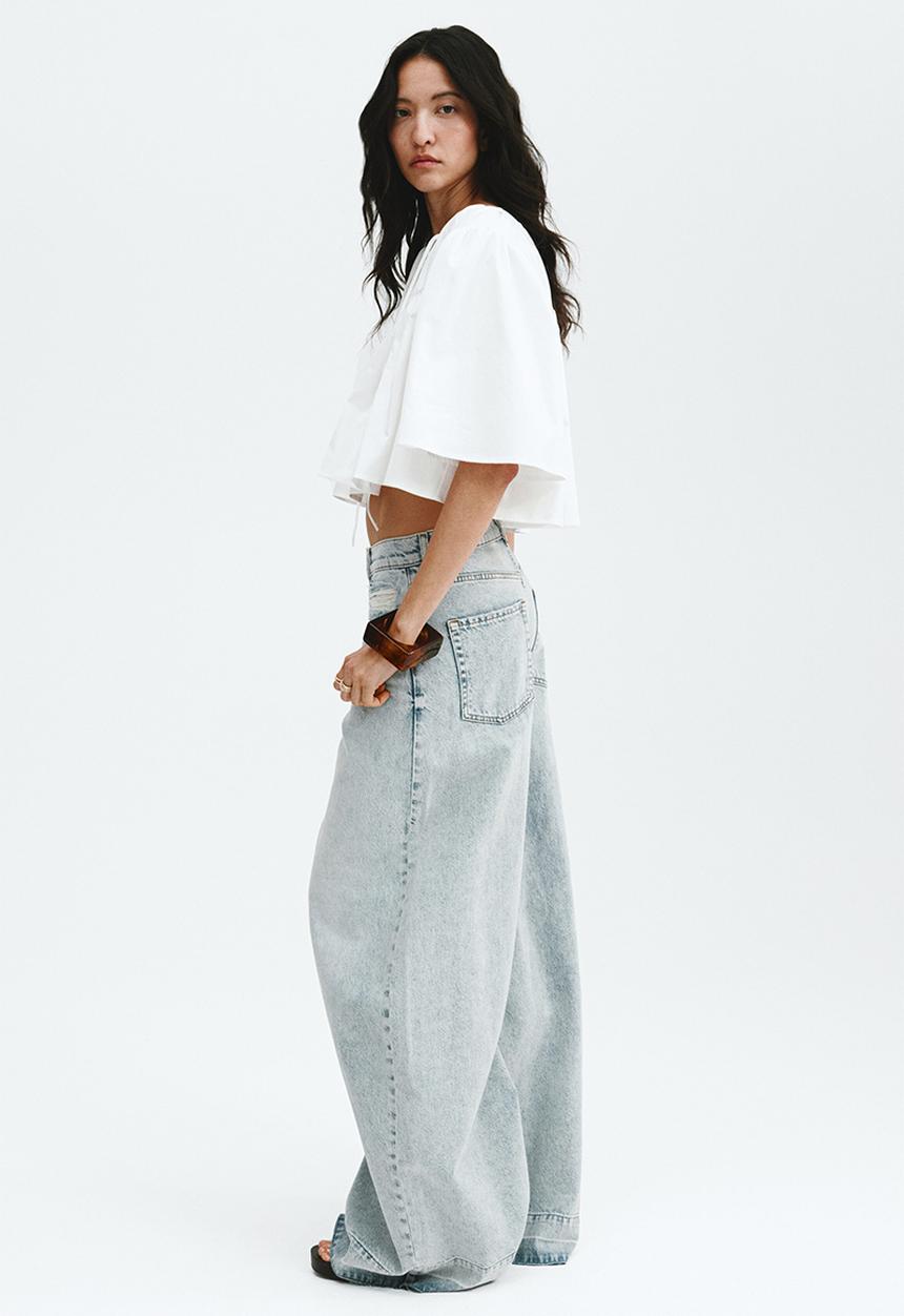 H&M - Cropped cotton blouse - white
