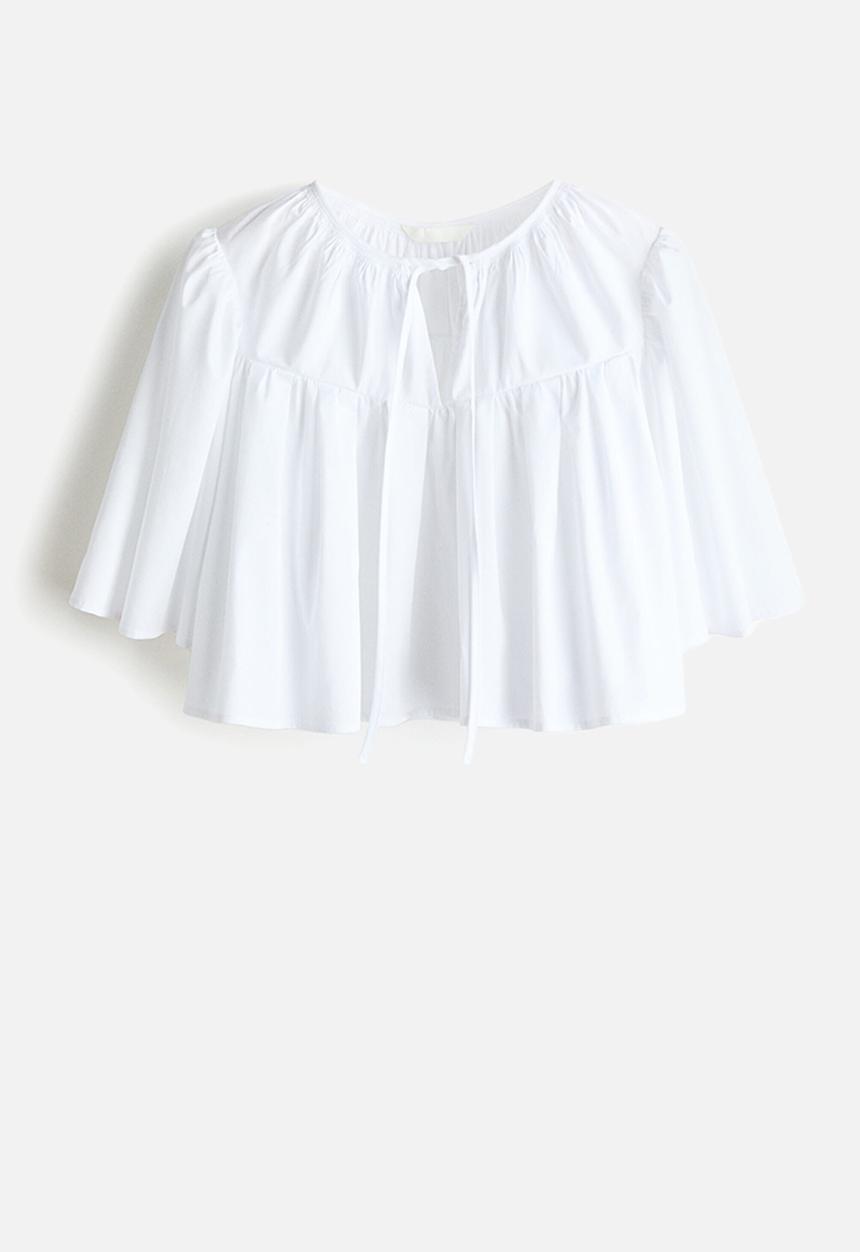 H&M - Cropped cotton blouse - white