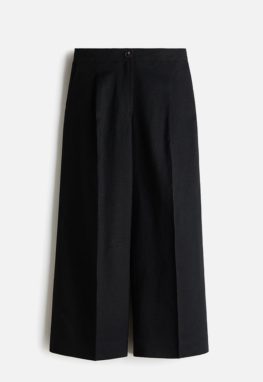 H&M - Ankle-length linen-blend trousers - black