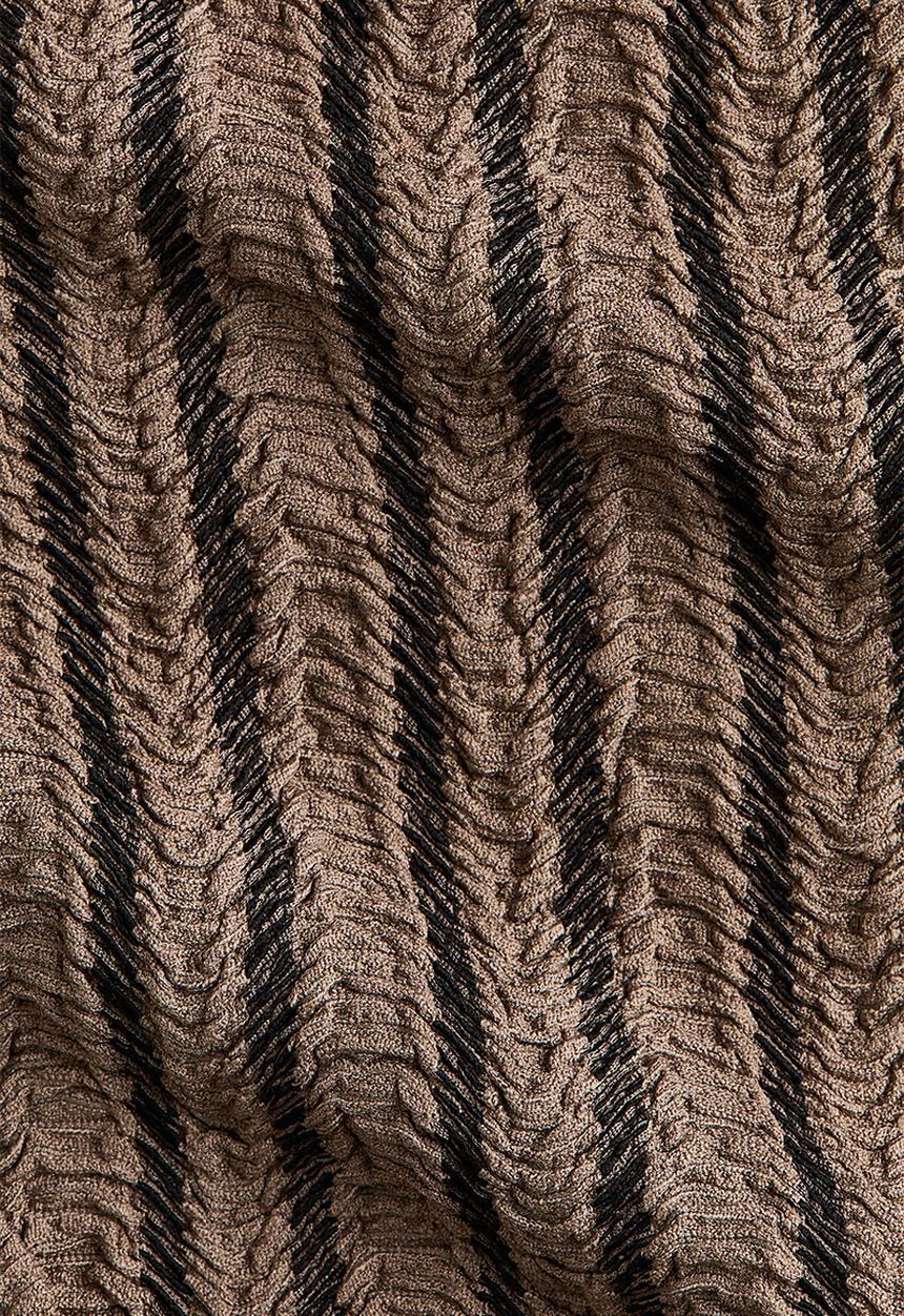 H&M - Crinkled v-neck top - dark mole/striped