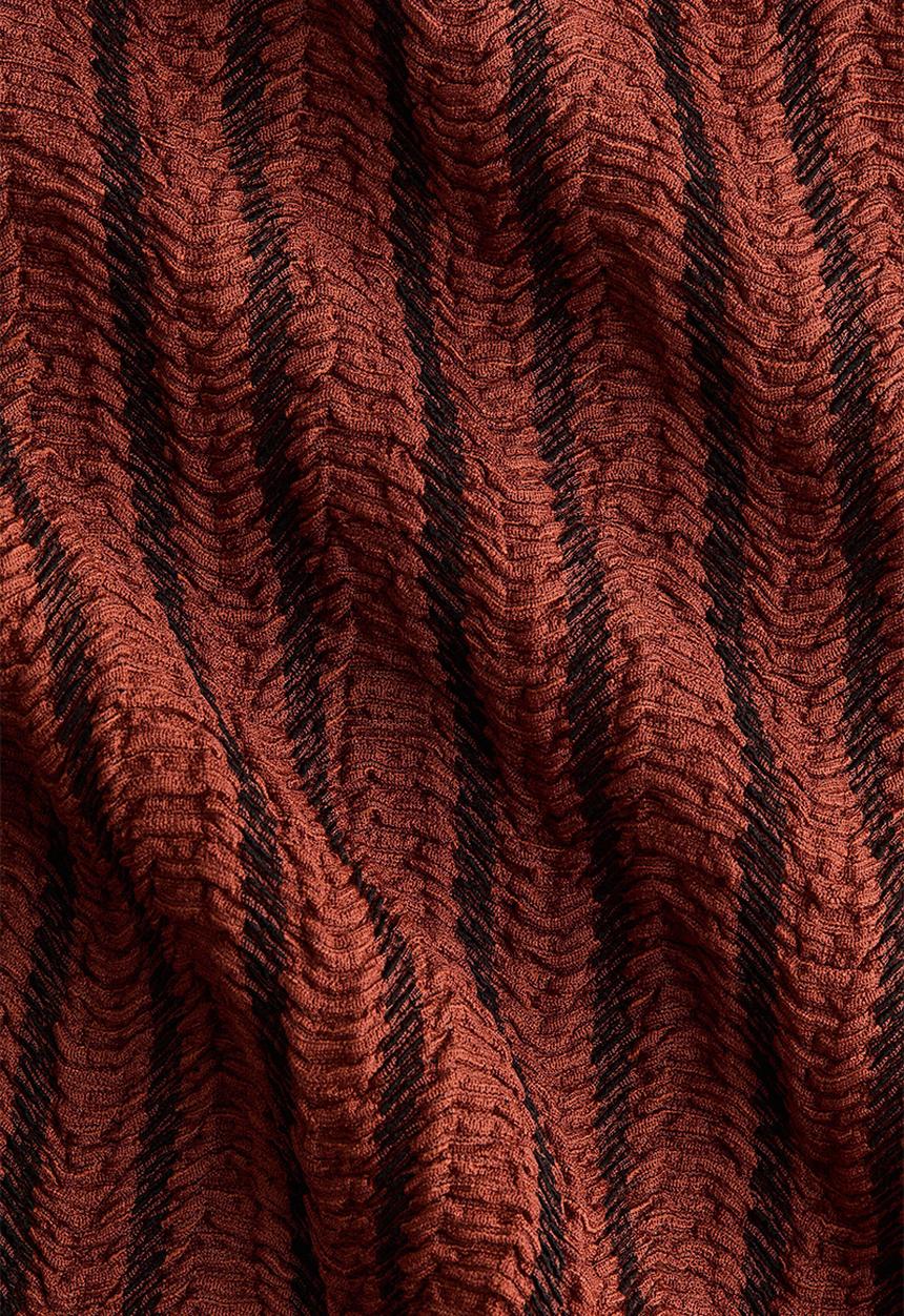 H&M - Crinkled v-neck top - rust brown/striped