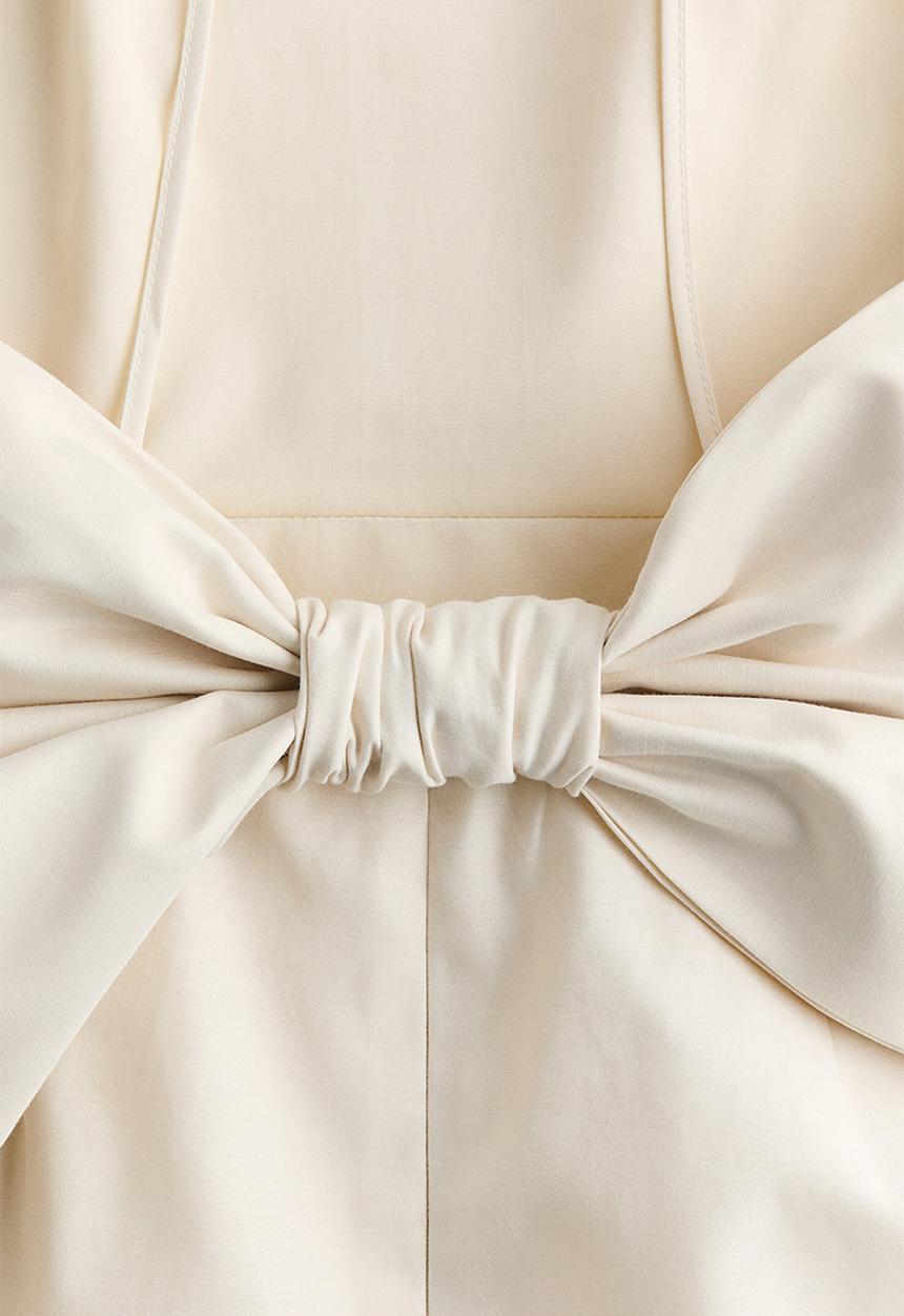 H&M - Bow-detail low-back dress - cream