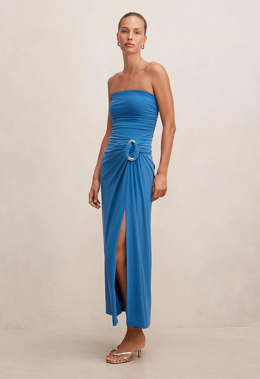 Forever New - Keely strapless jersey maxi dress in mid blue