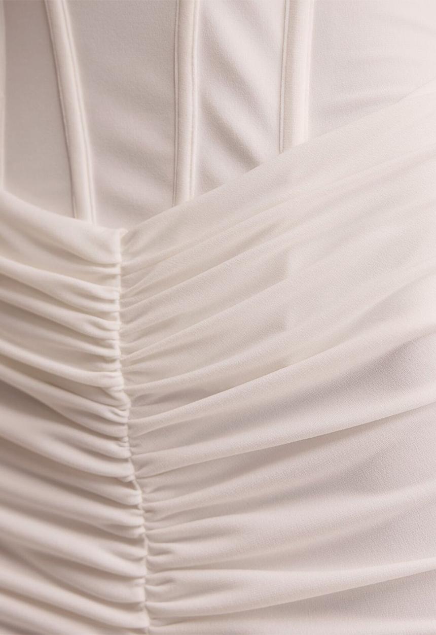 Forever New - Ania ruched bardot maxi dress in porcelain