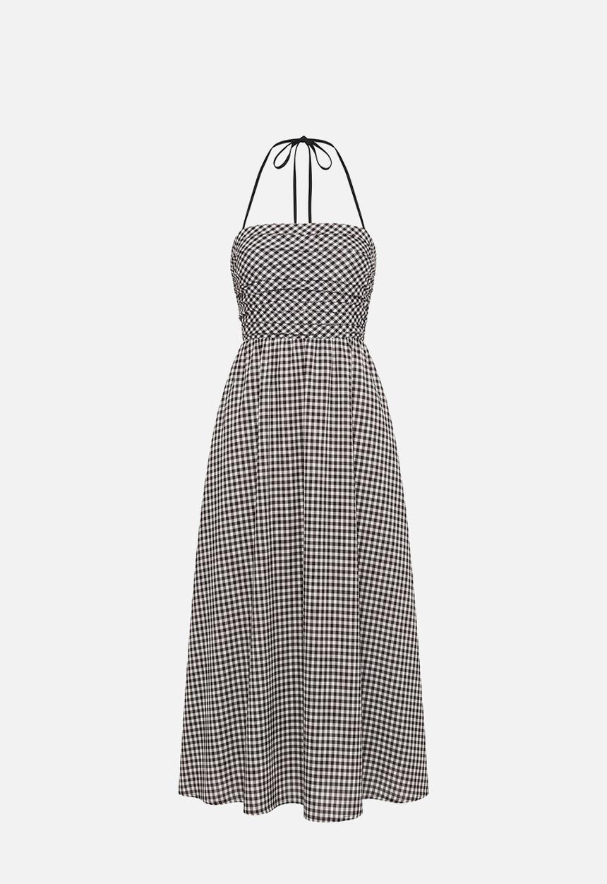Forever New - Mimi halter linen midi dress in nia check