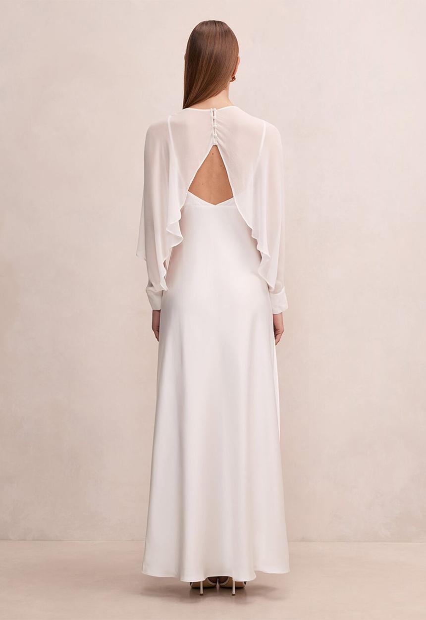 Forever New - Electra sleeve cape maxi dress in bridal white