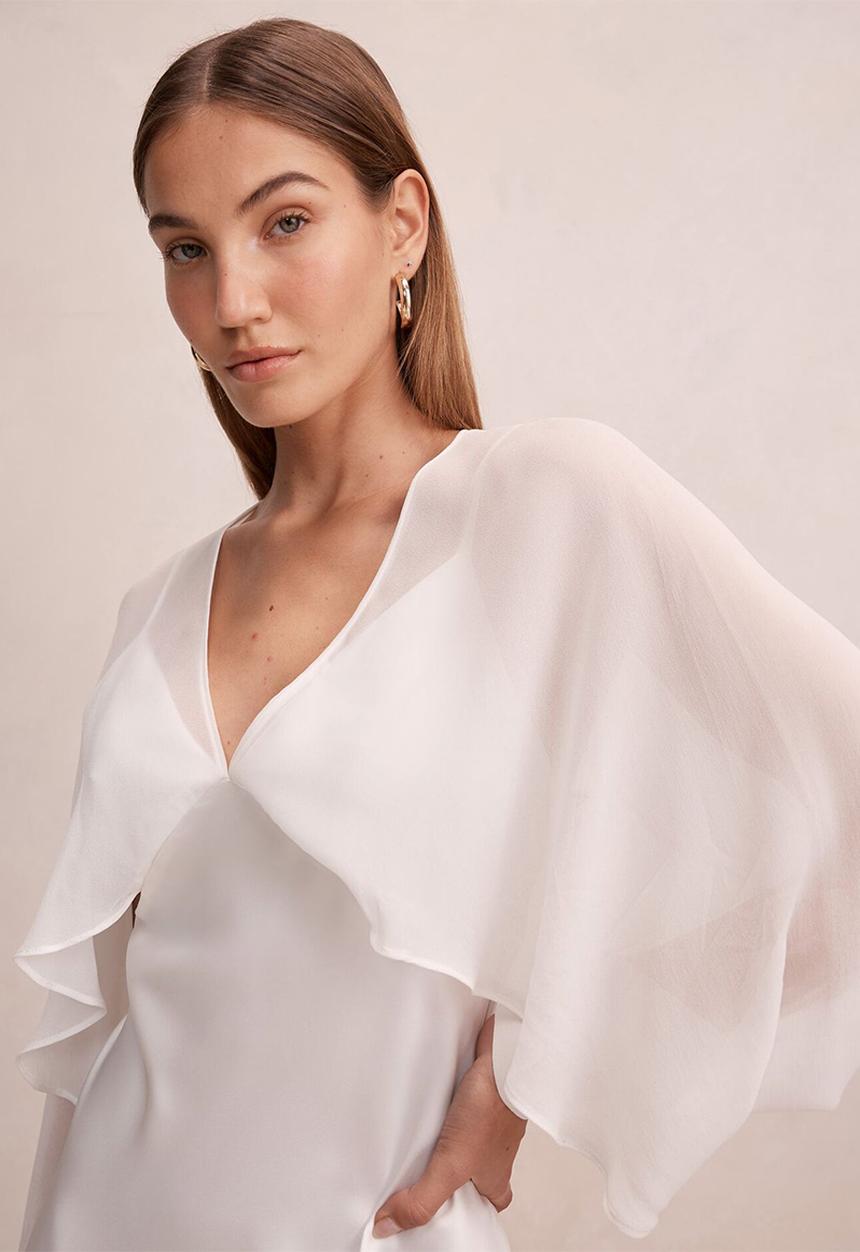 Forever New - Electra sleeve cape maxi dress in bridal white